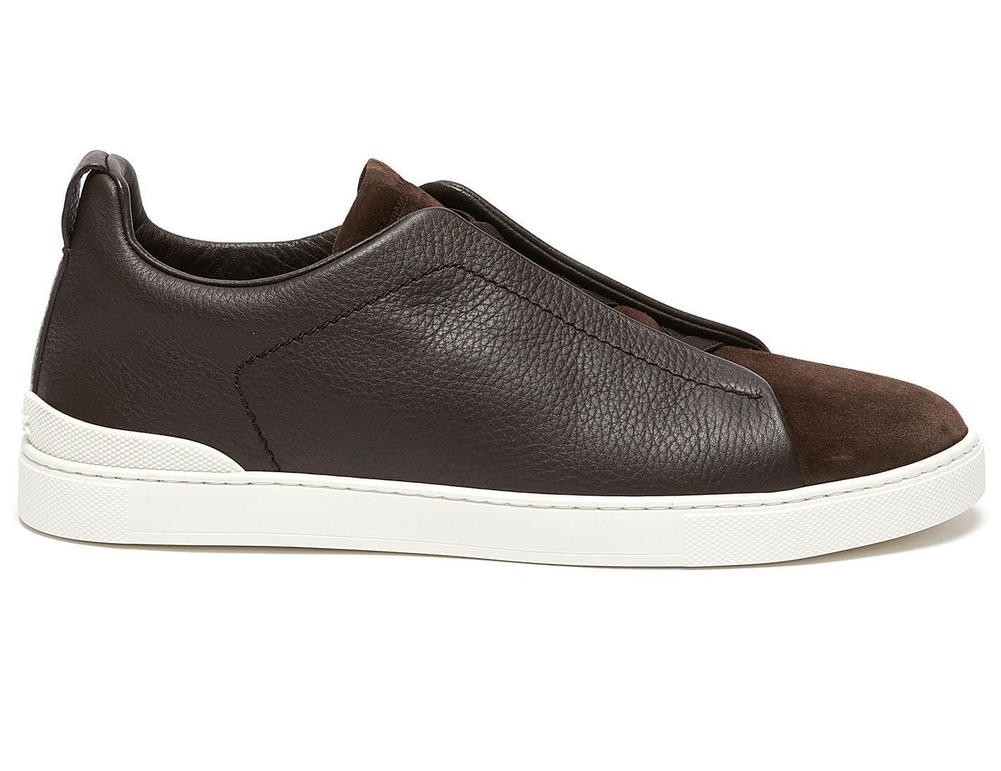 Zegna Triple Stitch Leather and Suede Brown