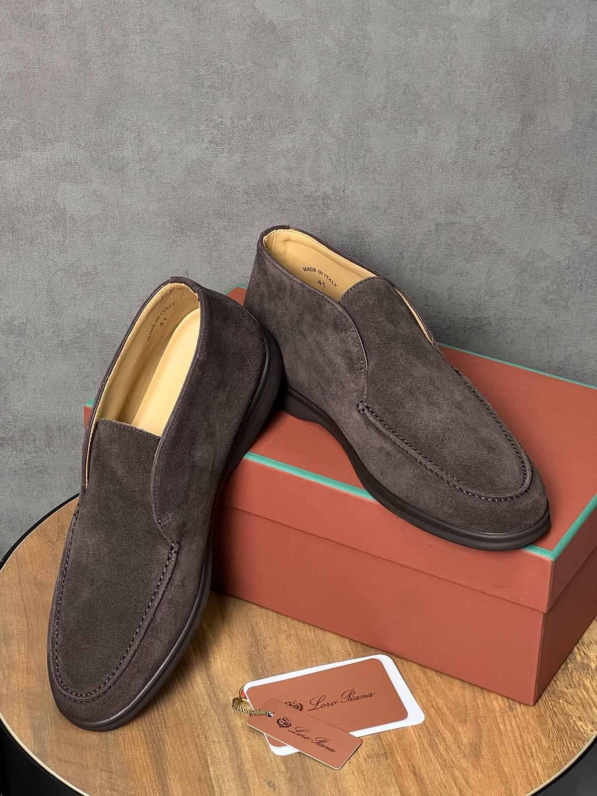Loro Piana Лоферы высокие из замши Коричневый