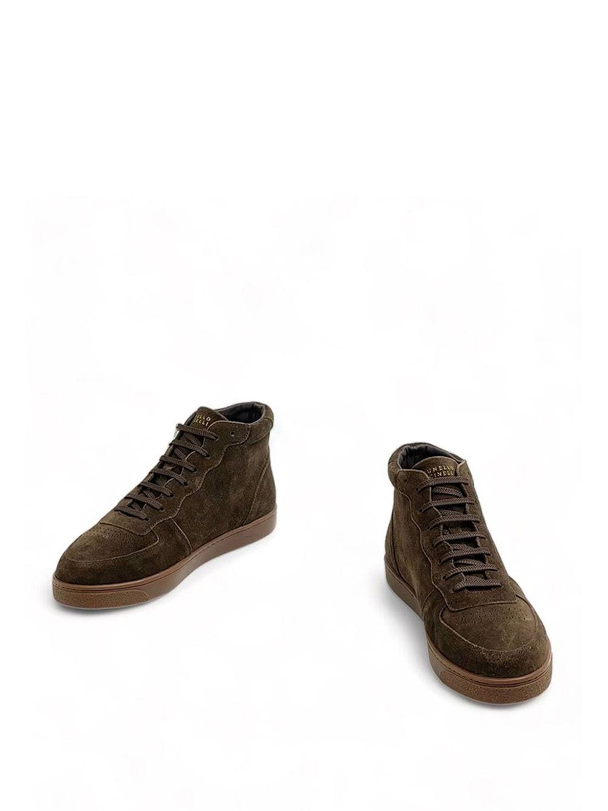 Brunello Cucinelli Кеды высокие из замши Коричневый