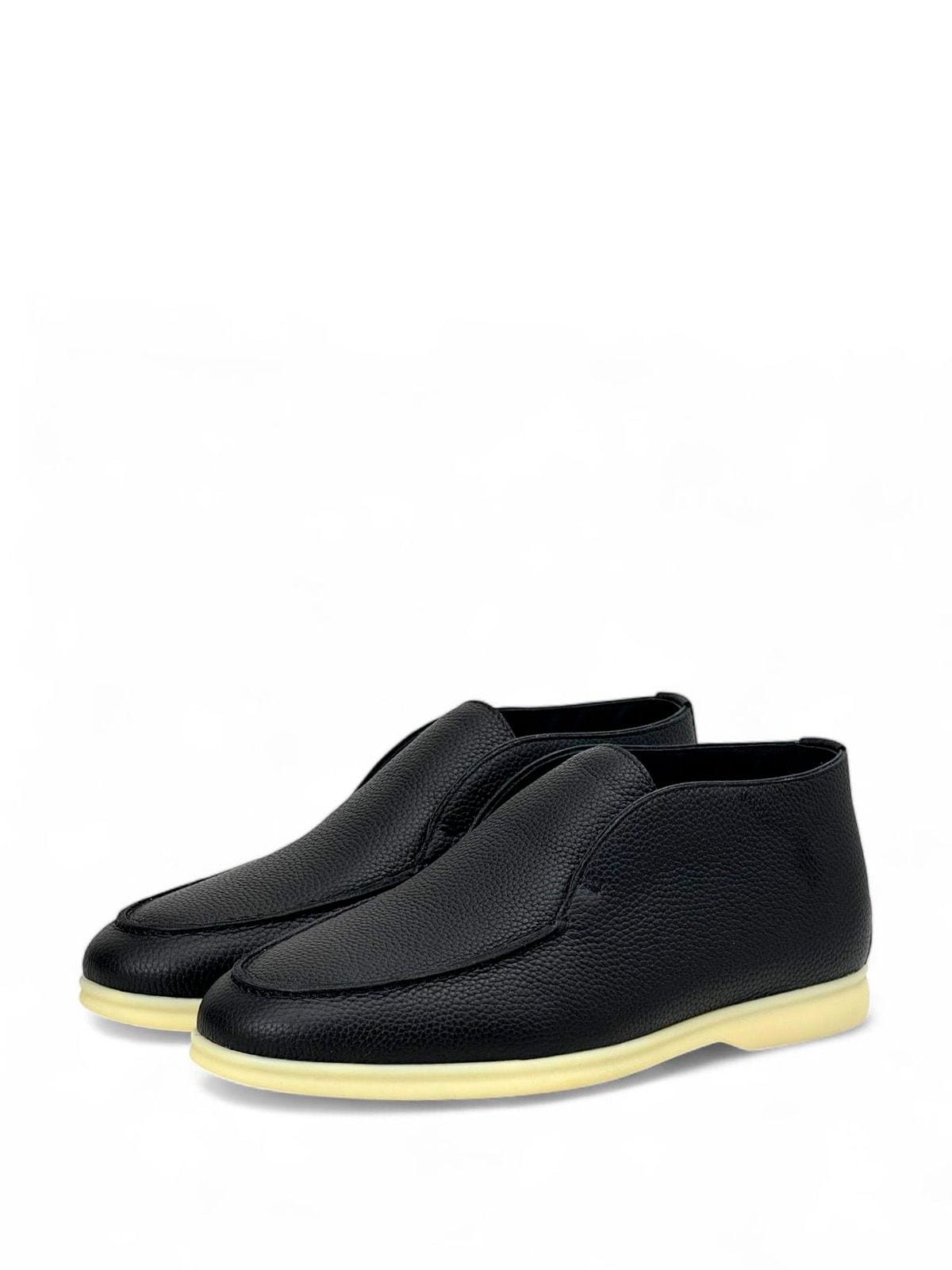 Loro Piana Лоферы высокие из кожи на меху Черный