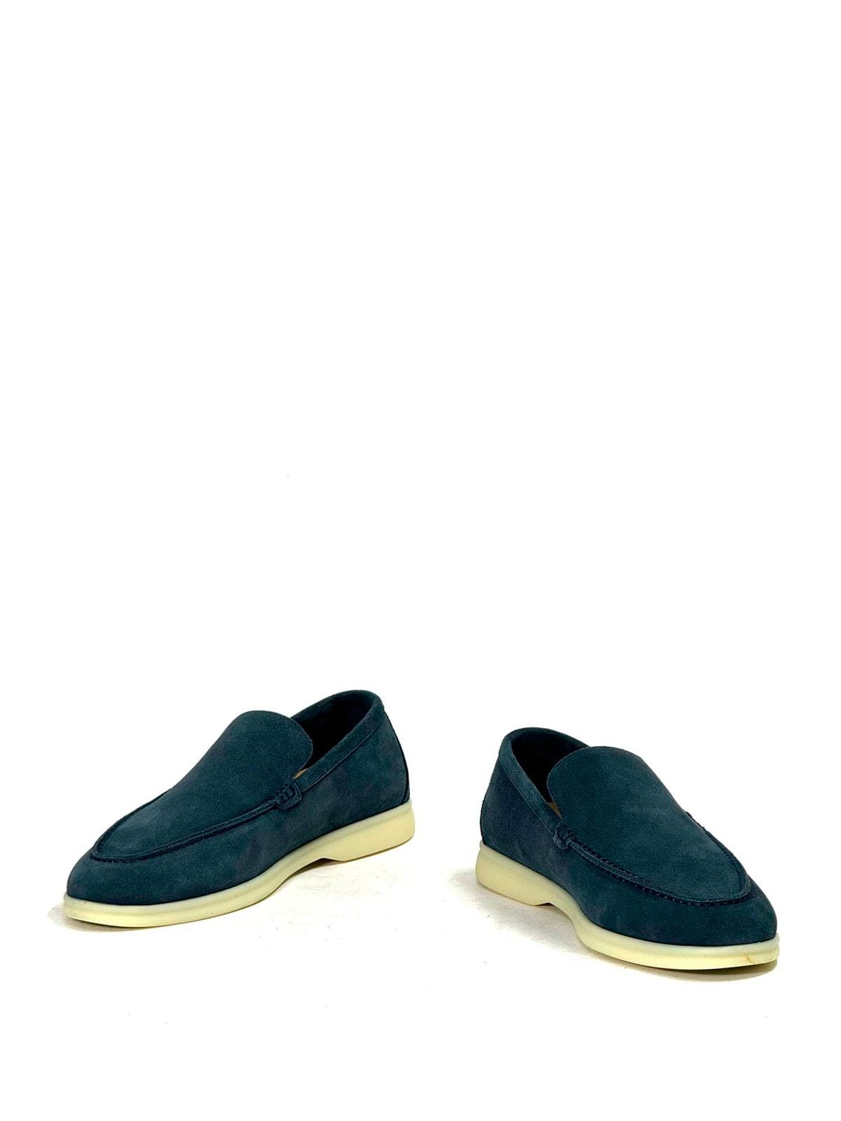 Loro Piana Лоферы из замши Серо-синие
