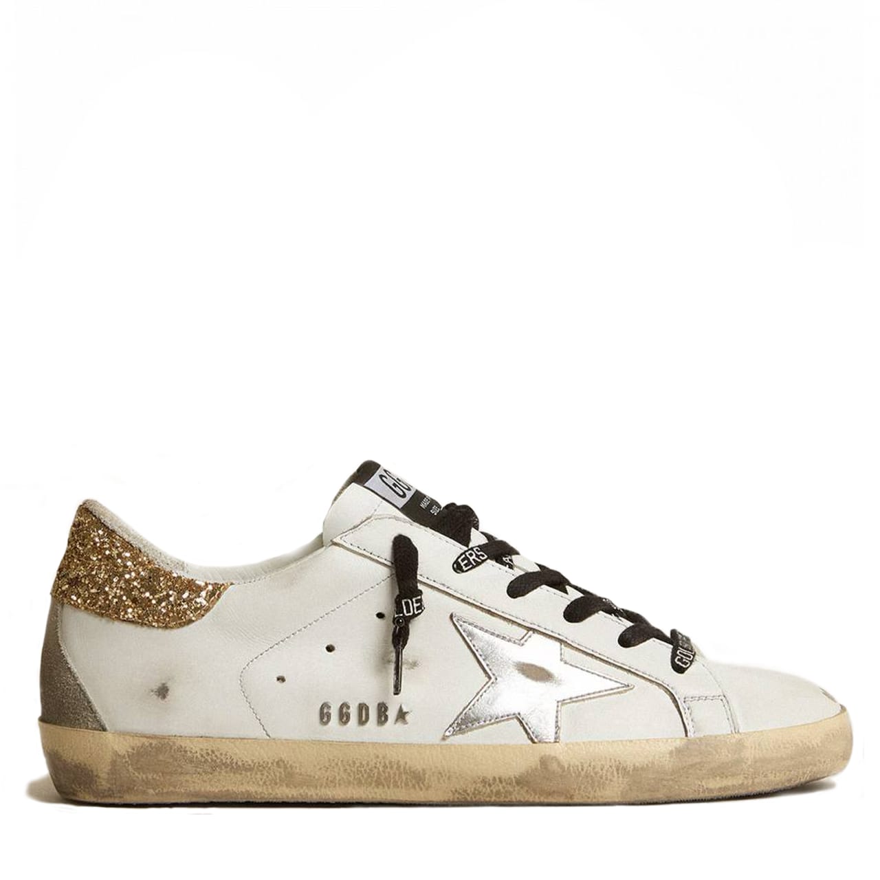 Super-Star Donna Bianche in Pelle Con Talloncino Glitter