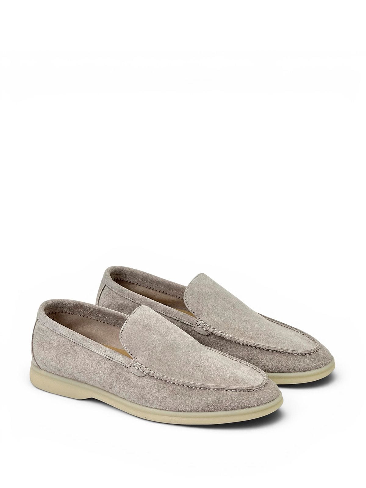 Loro Piana Лоферы из замши Светло-серый