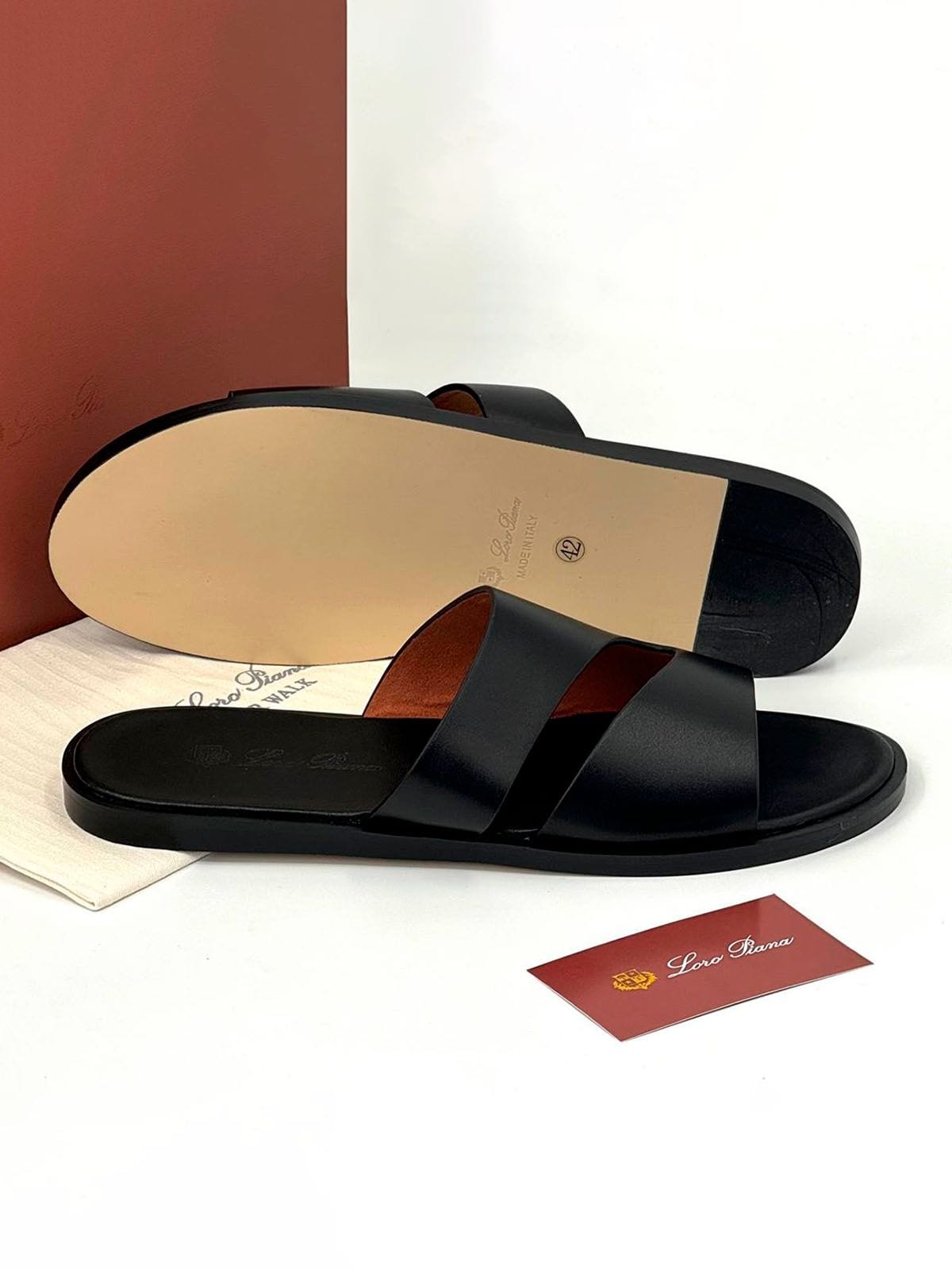 Loro Piana Шлепанцы из кожи Черный