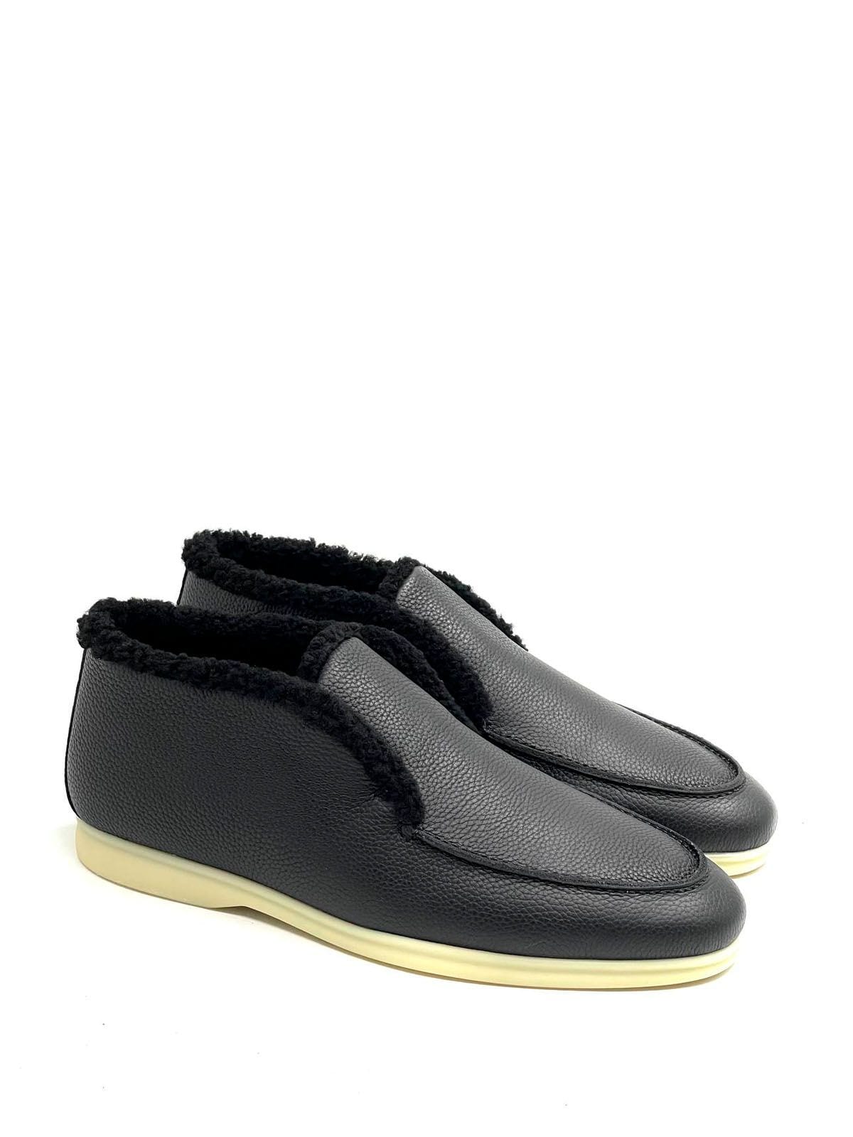 Loro Piana Лоферы высокие из кожи Черный