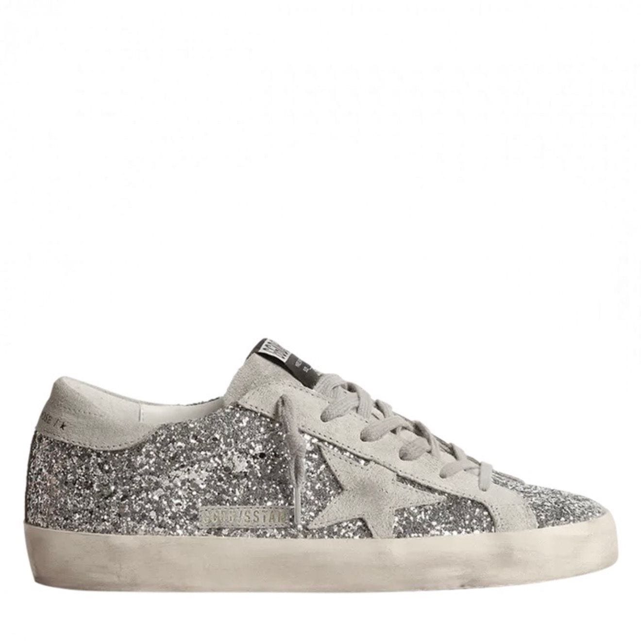 Super-Star in Silver Glitter With Ice-Gray Suede Star