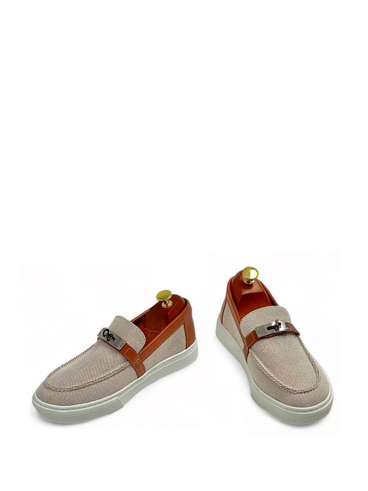 Hermes Лоферы из текстиля Бежевый
