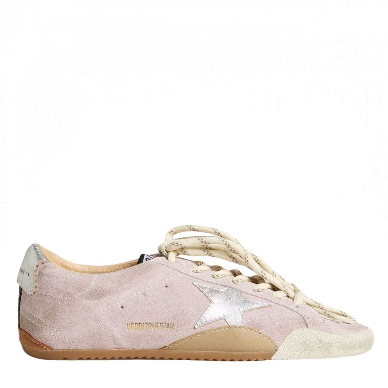 True-Star in Pastel Pink Suede With Silver Star and Heel Tab