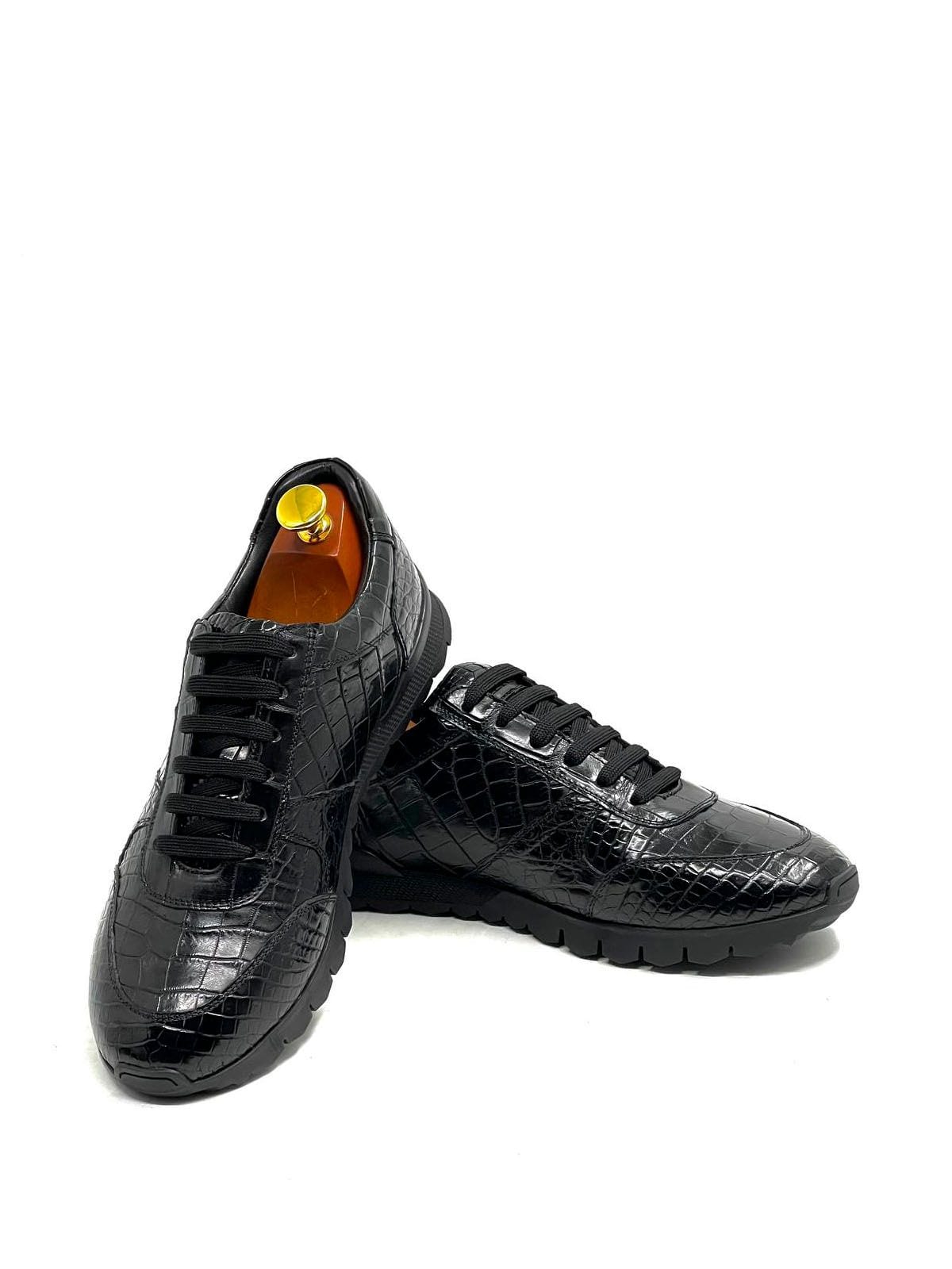 Kiton Кроссовки из кожи крокодила Черный