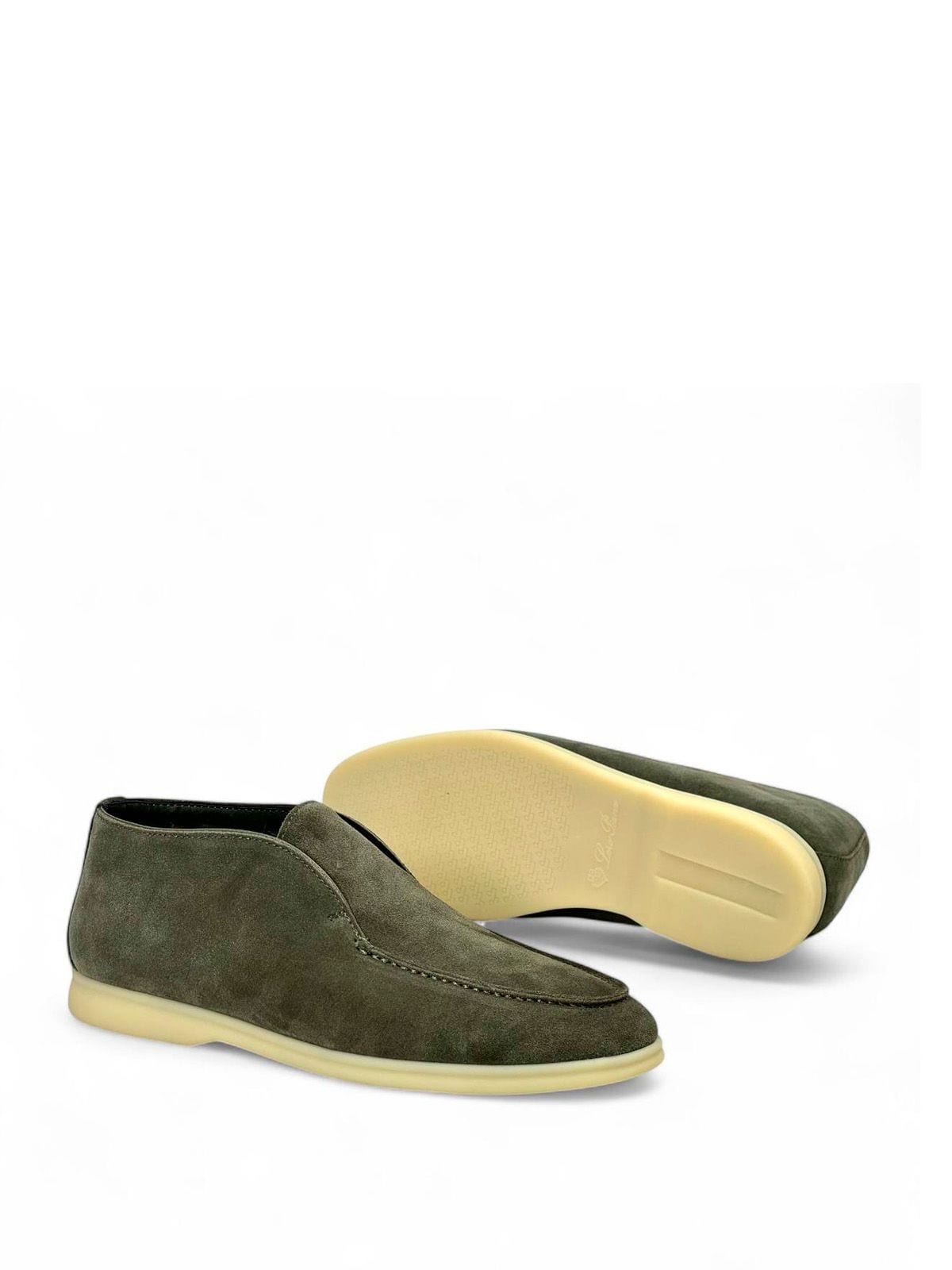 Loro Piana Лоферы высокие из замши Серый