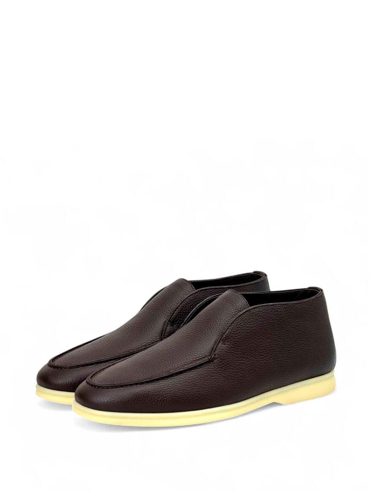 Loro Piana Лоферы высокие из кожи на меху Коричневый