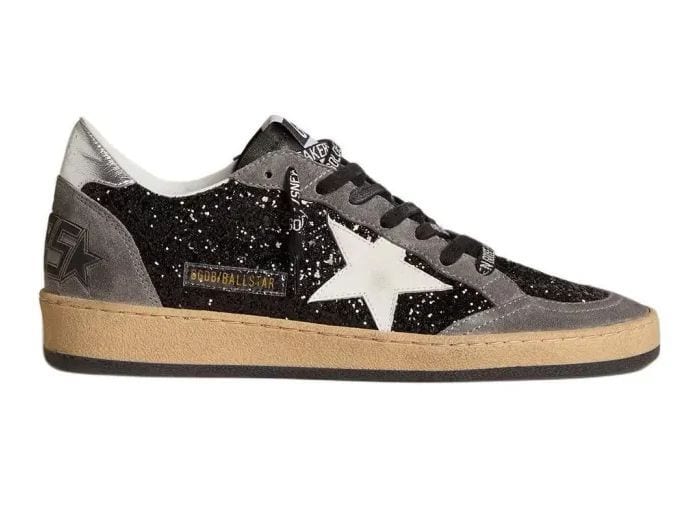Golden Goose Ball Star Black Glitter Grey White