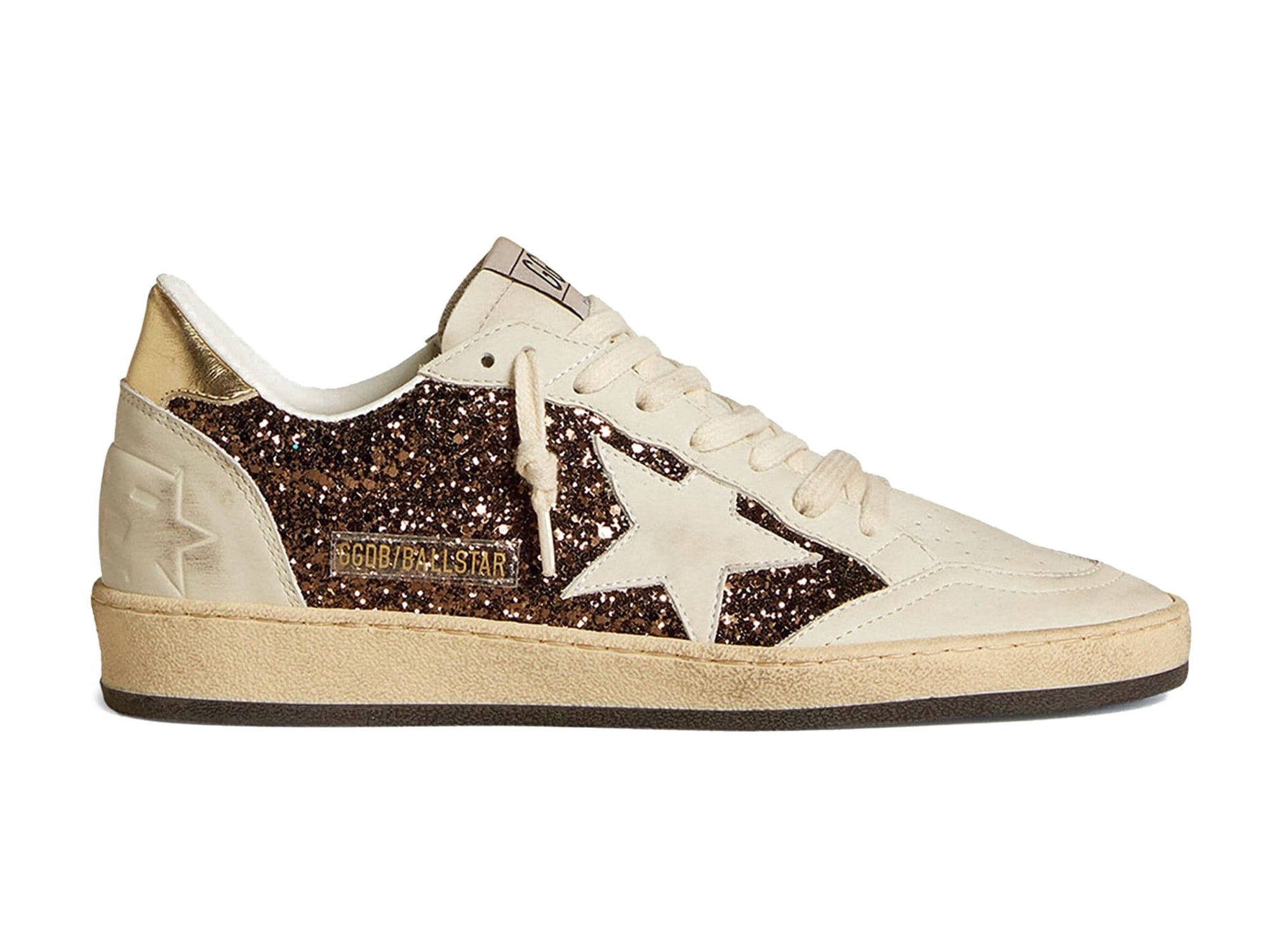 Golden Goose Ball Star in Glitter with Leather Star and Metallic Heel Tab