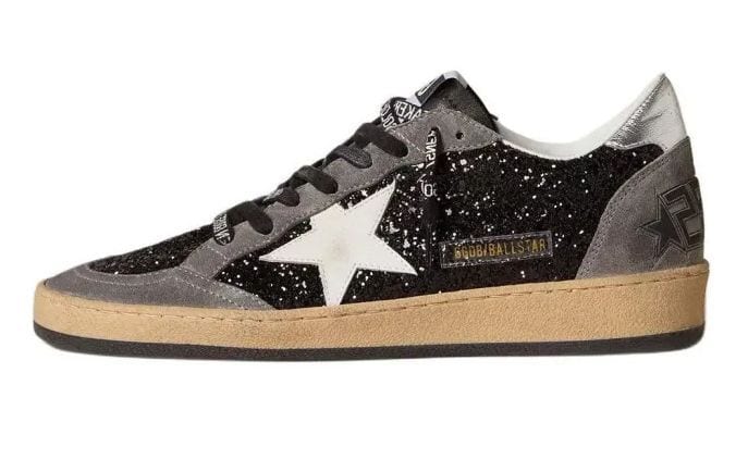 Golden Goose Ball Star Black Glitter Grey White