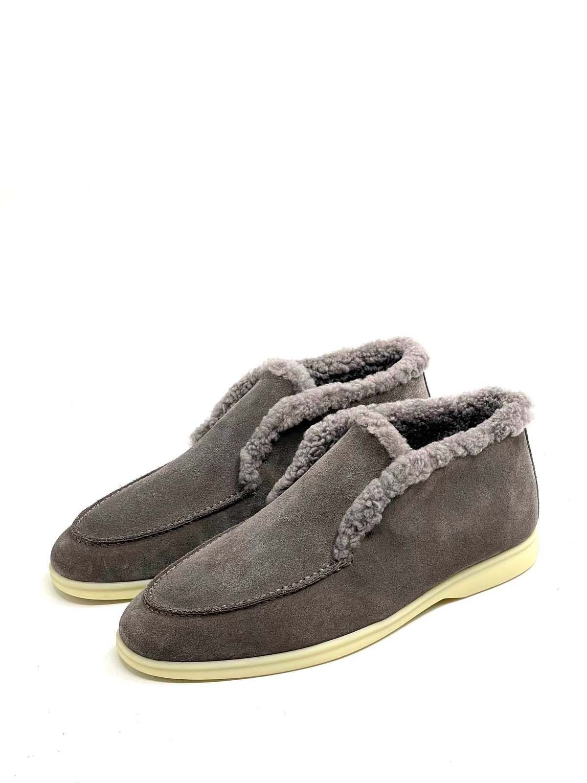 Loro Piana Лоферы высокие из замши Серый