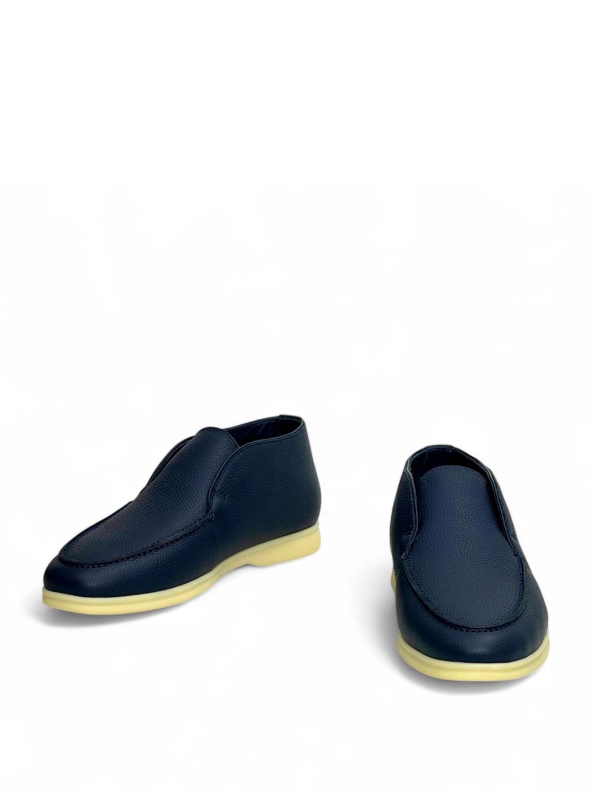 Loro Piana Лоферы высокие из кожи на меху Синий