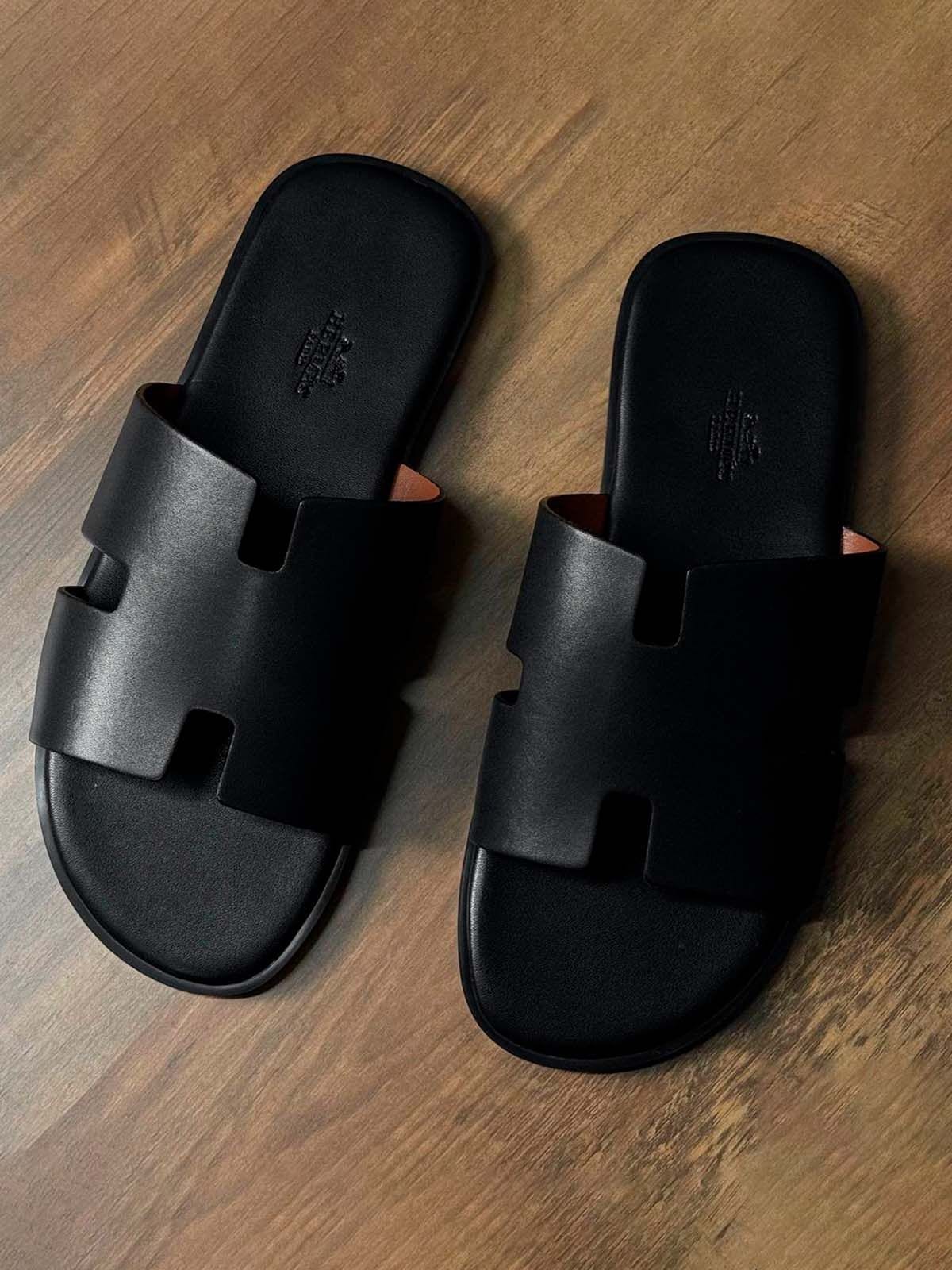 Hermes Шлепанцы из кожи Черный