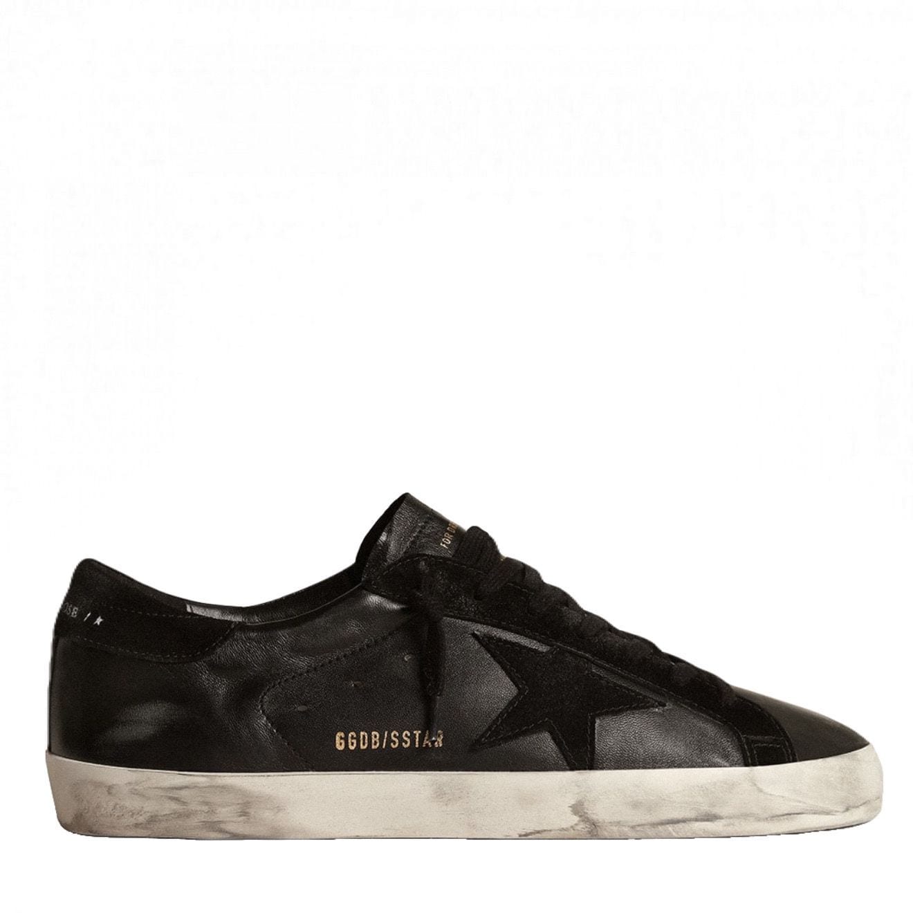 Super-Star Men's in Black Nappa With Black Suede Star and Heel Tab