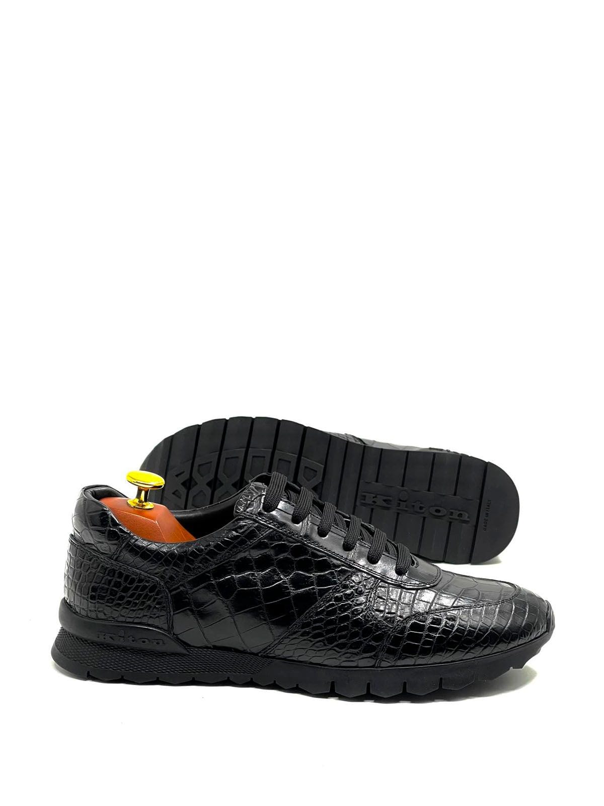Kiton Кроссовки из кожи крокодила Черный