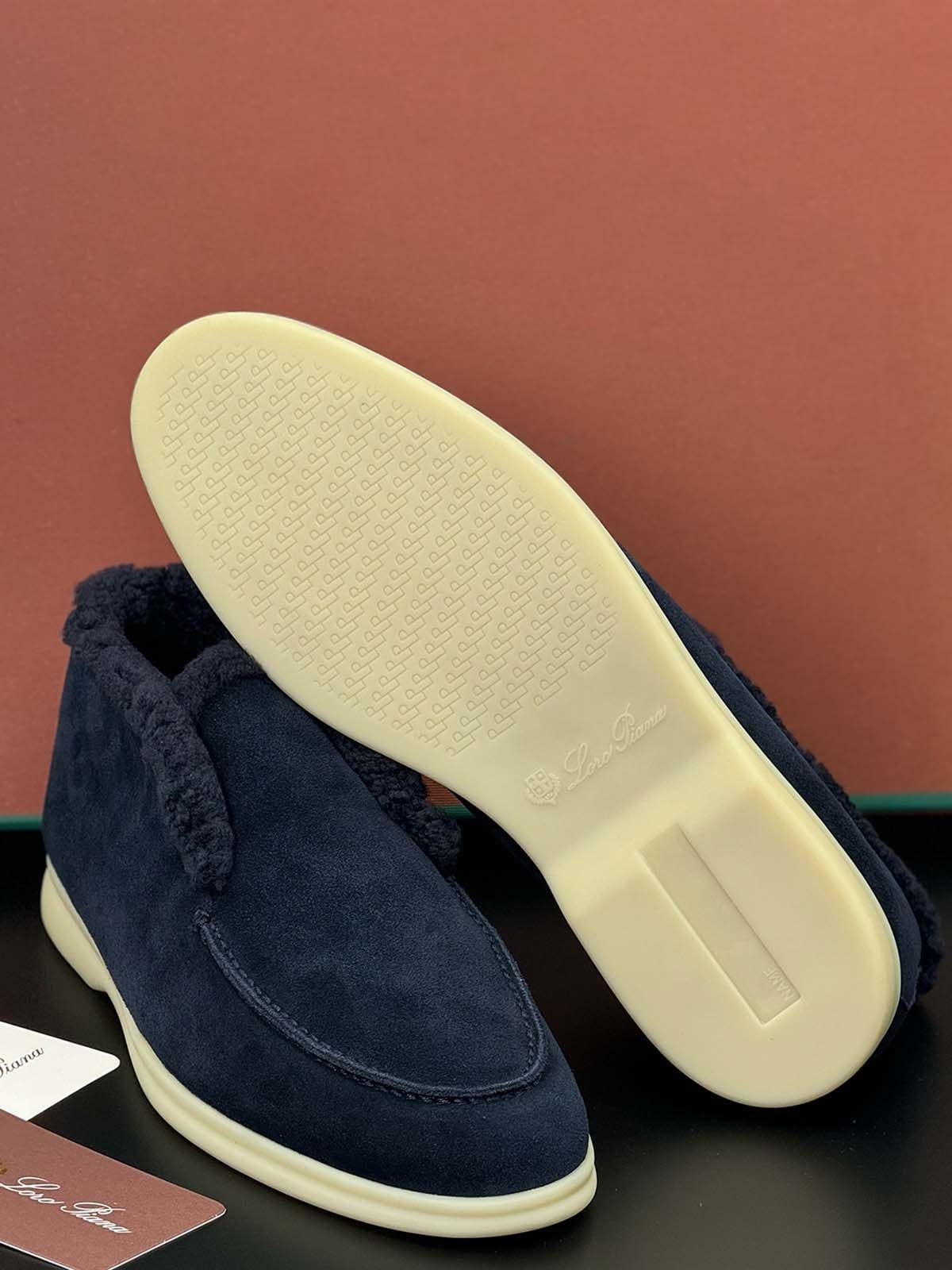 Loro Piana Лоферы высокие из замши Синий