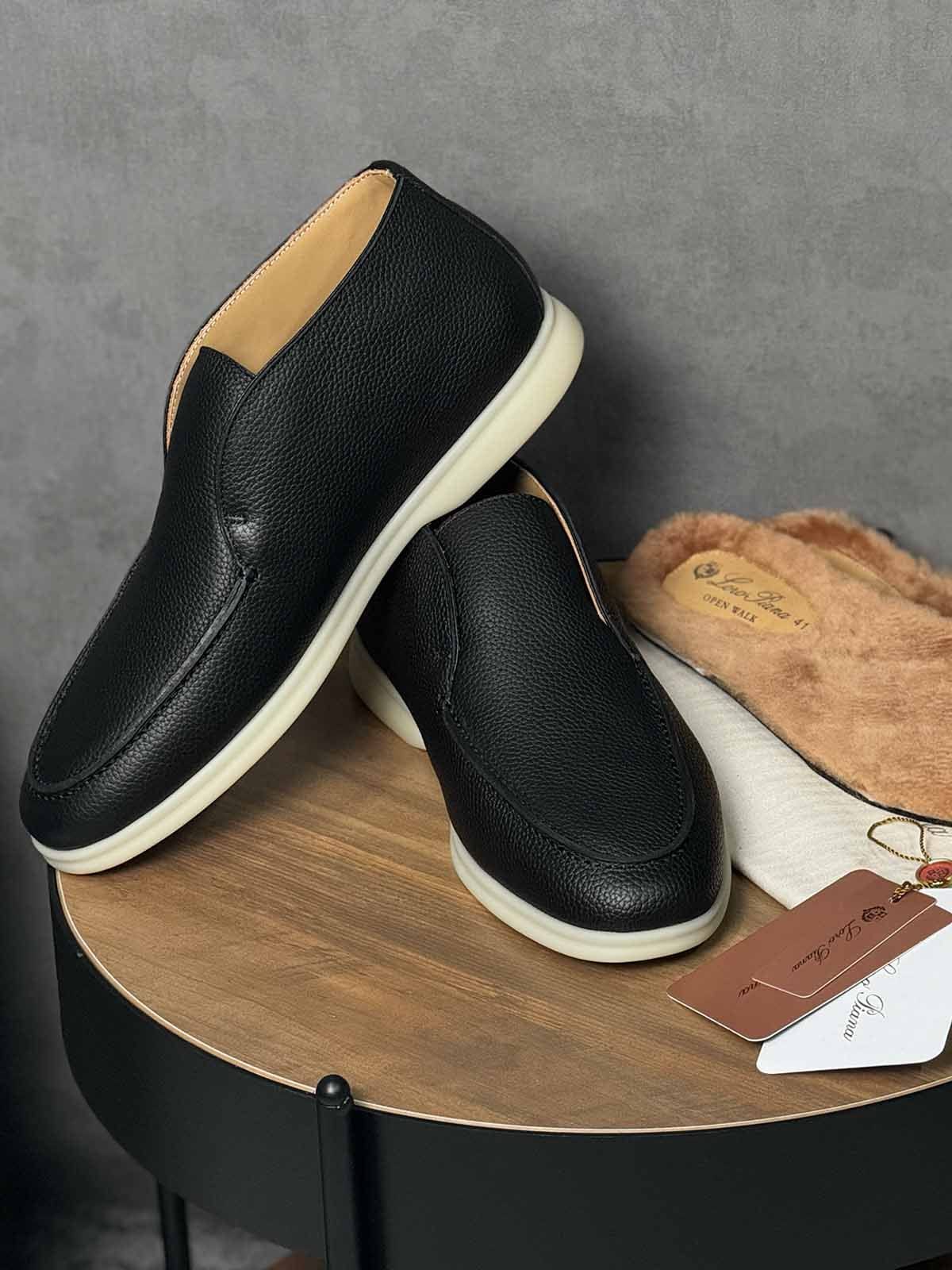Loro Piana Лоферы высокие из кожи Черный