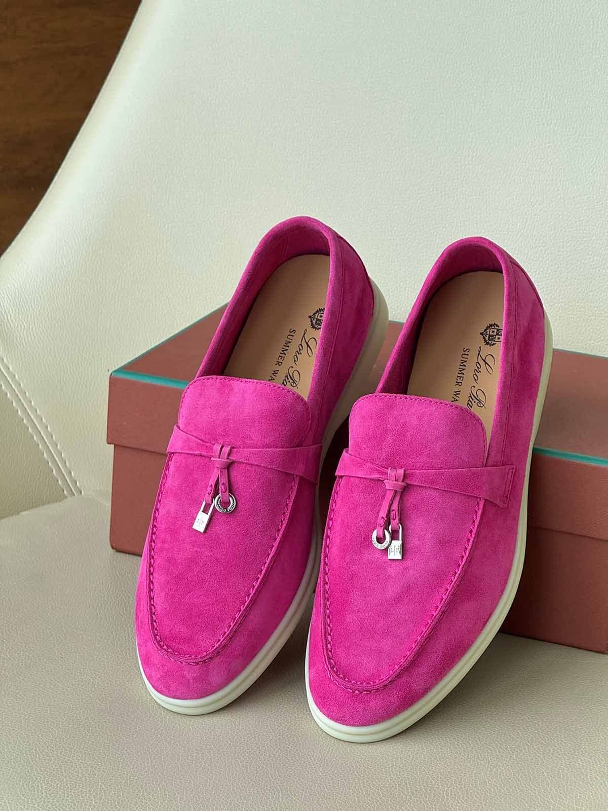 Loro Piana Лоферы из замши Фуксия