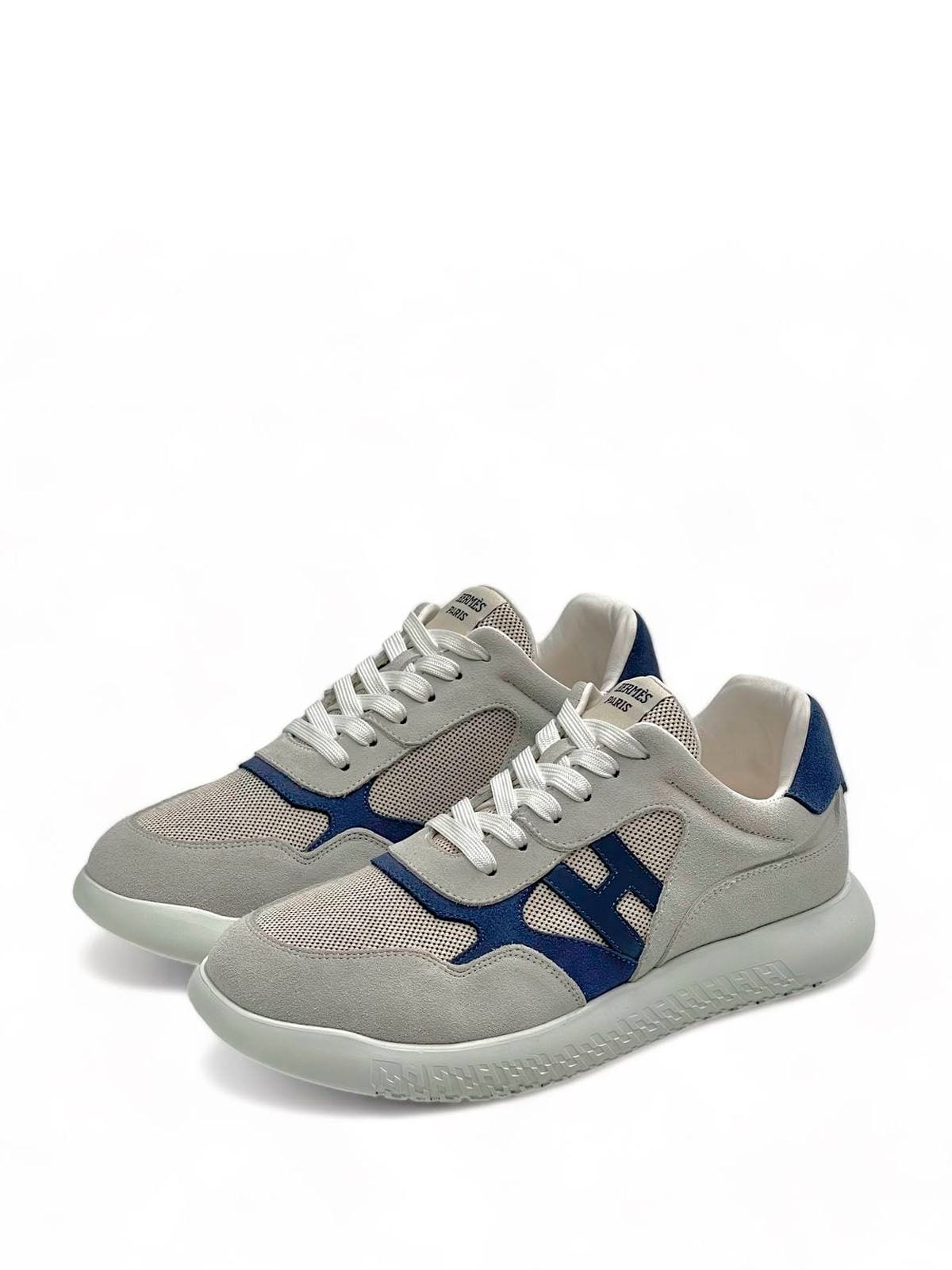 Hermes Кроссовки из текстиля и замши Серый